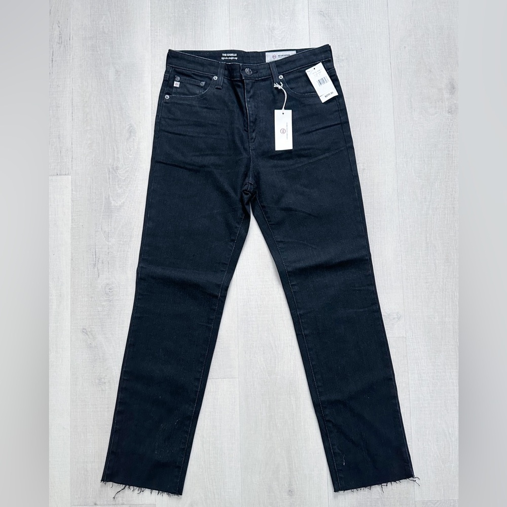 NWT AG Adriano Goldschmied The Isabelle HR Straight Crop Black Jeans Size 27